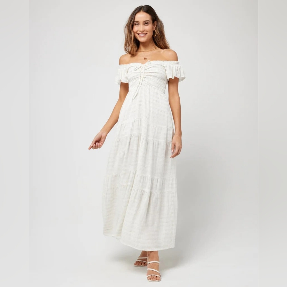 L*Space Lucia Coverup Beach Maxi Dress Cream - Picture 5 of 8